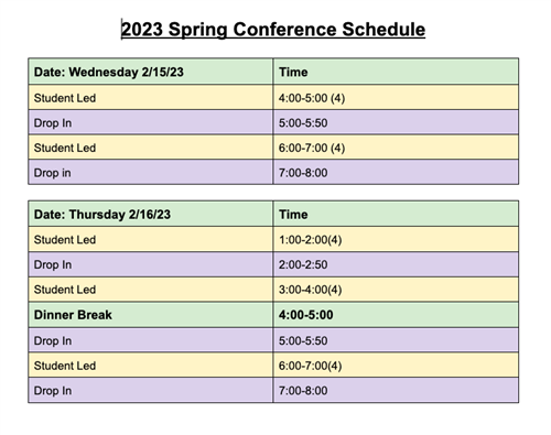 2023 Spring Parent-Teacher Conference Schedule